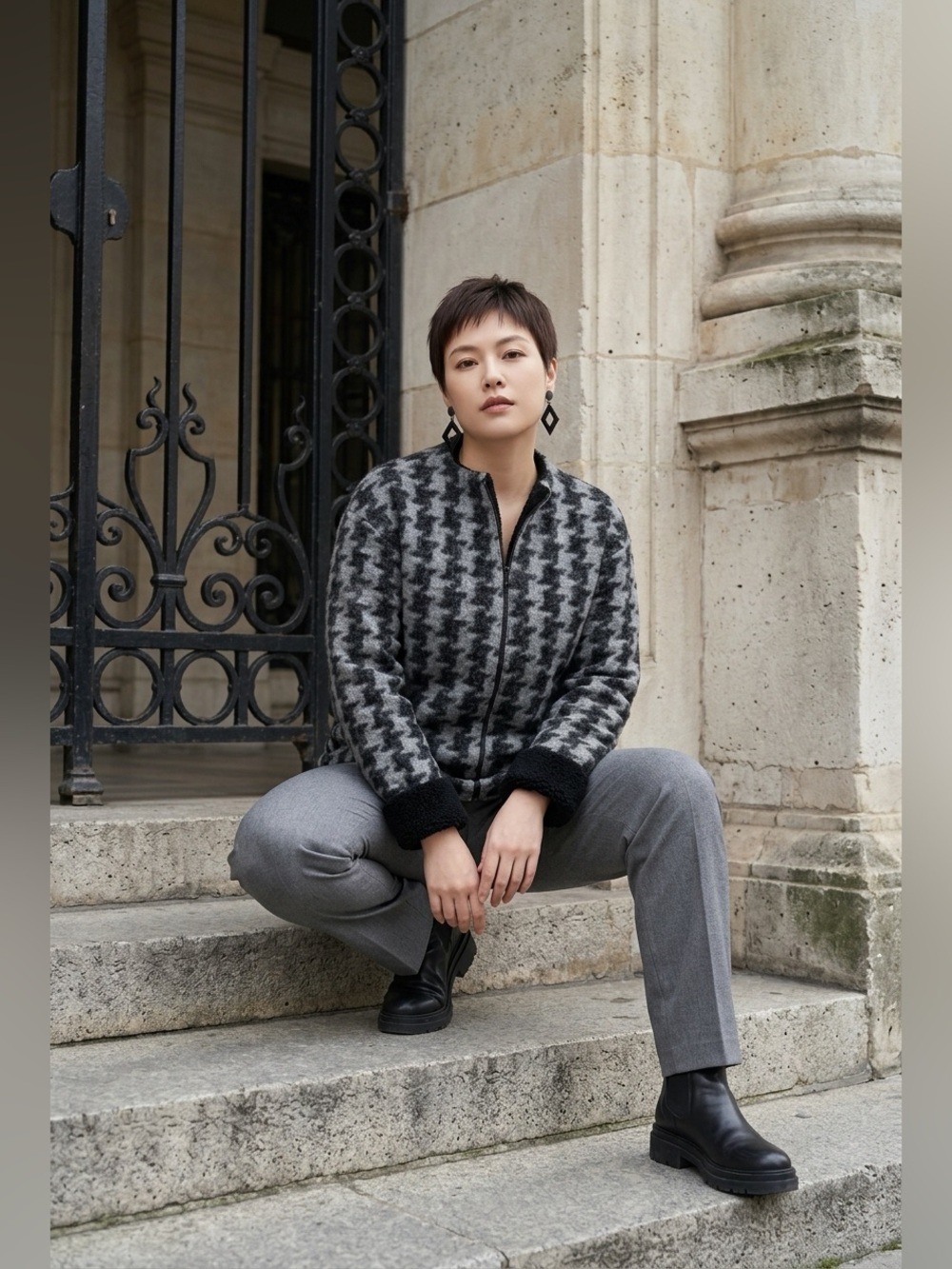 Designer Roni Bis stylized houndstooth Jacket (L)